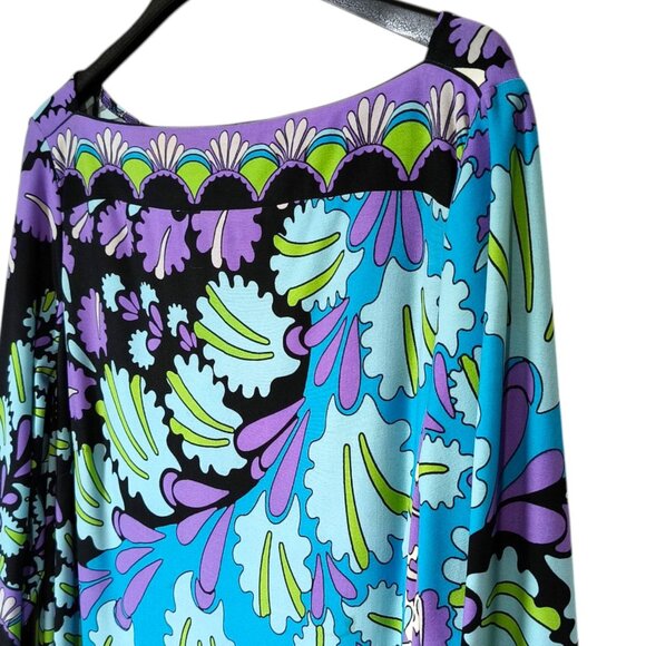 Dressbarn Boatneck Dress 3/4 Sleeves Bright Print Stretch Women's Size 20W - Picture 3 of 7